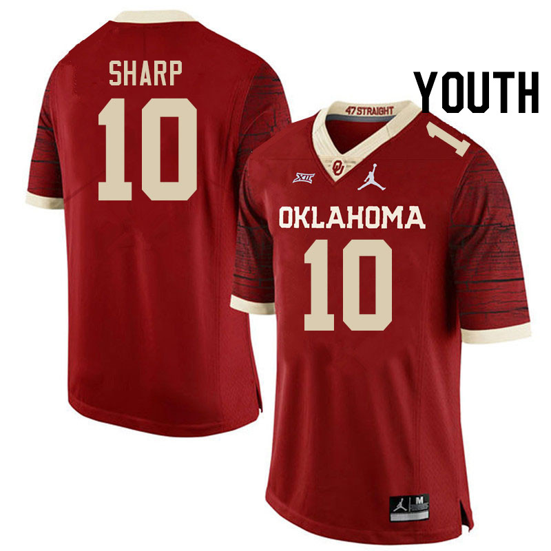 Youth #10 Bauer Sharp Oklahoma Sooners College Football Jerseys Stitched-Retro